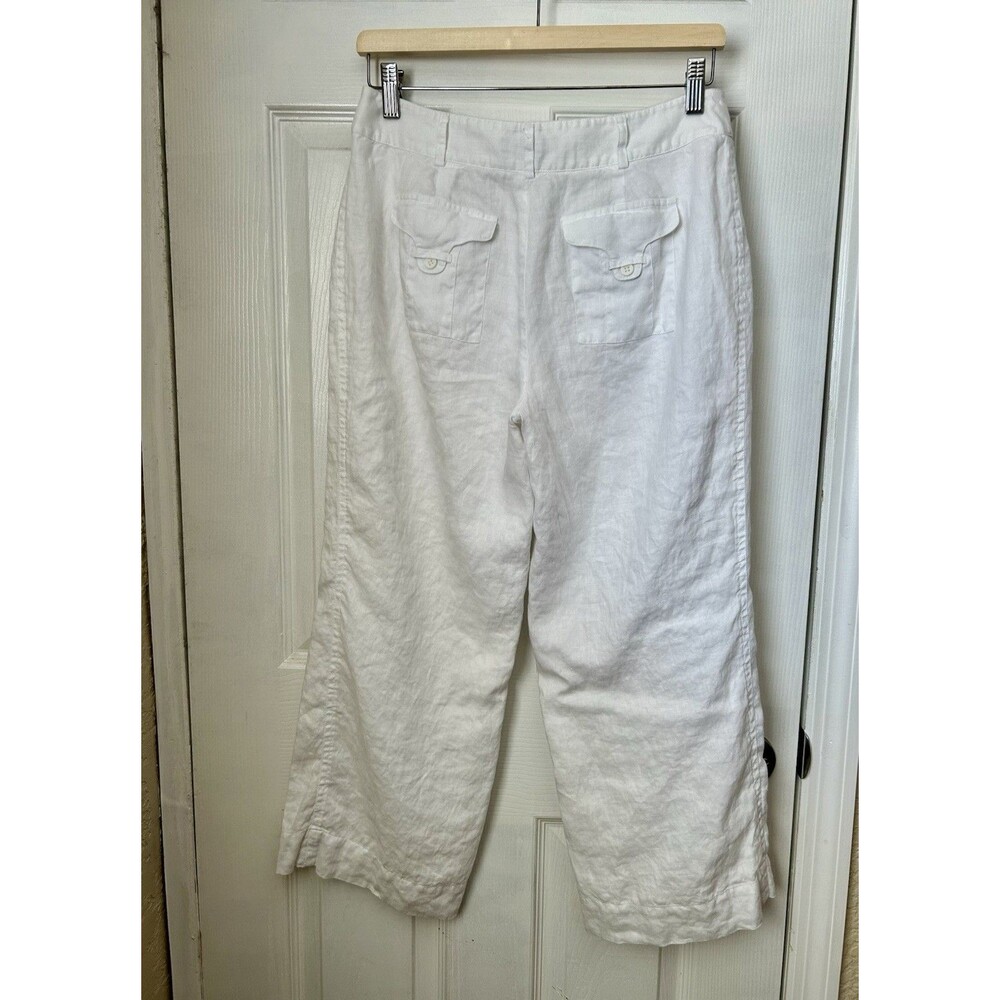 INC White Linen Pants Cropped Lined Soft Wide Leg Coastal Resort Size 8P - Picture 9 of 16